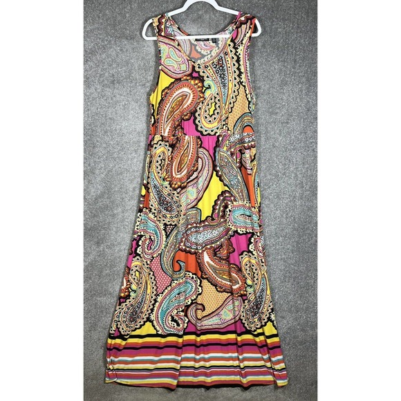 Notations Woman Sleeveless Paisley Maxi Dress Womens Size 2X Stretch Colorful - Picture 1 of 7